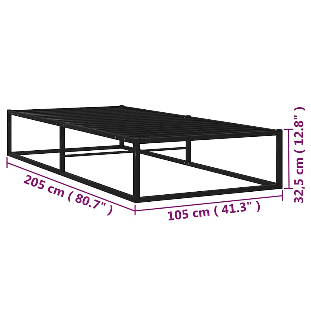 Bed Frame without Mattress Black Metal 100x200 cm