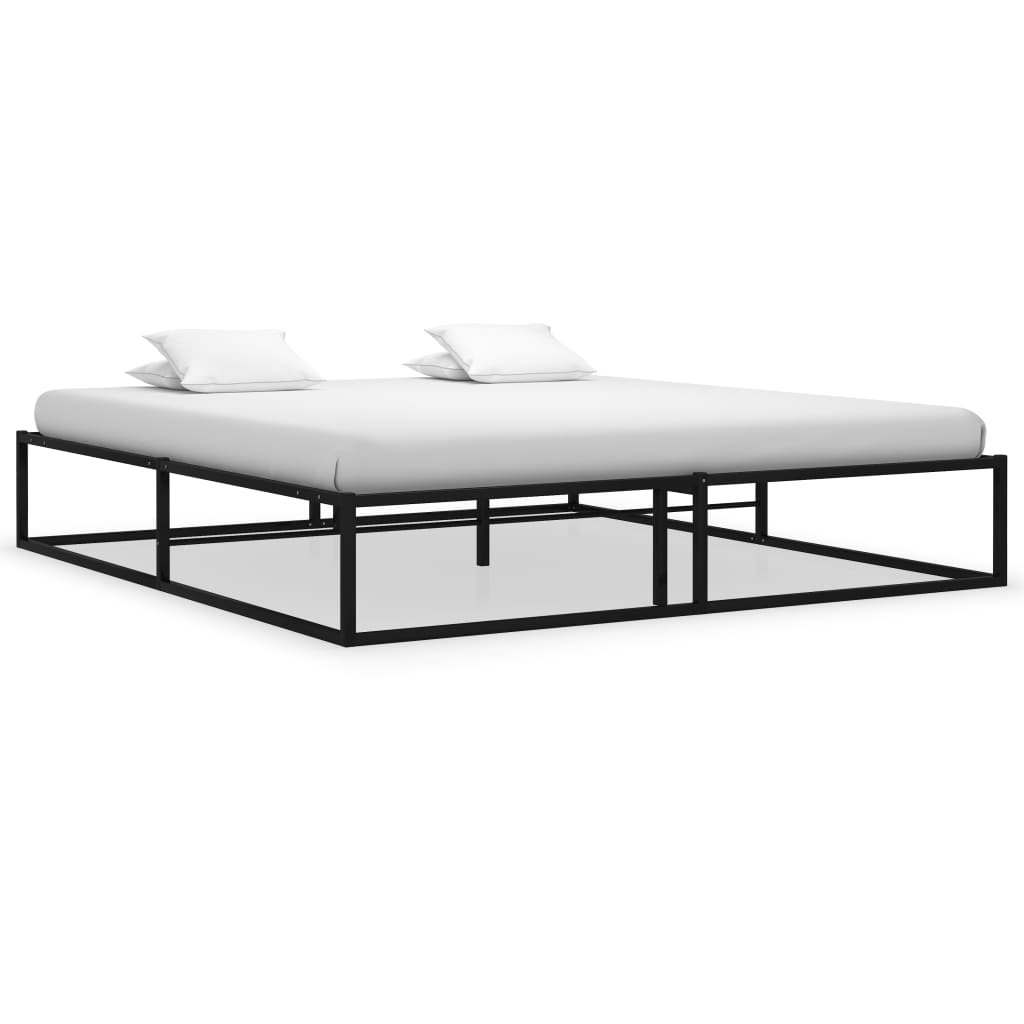 Bed Frame | Black | Powder-Coated Metal | Double | Sturdy | Bed Frame