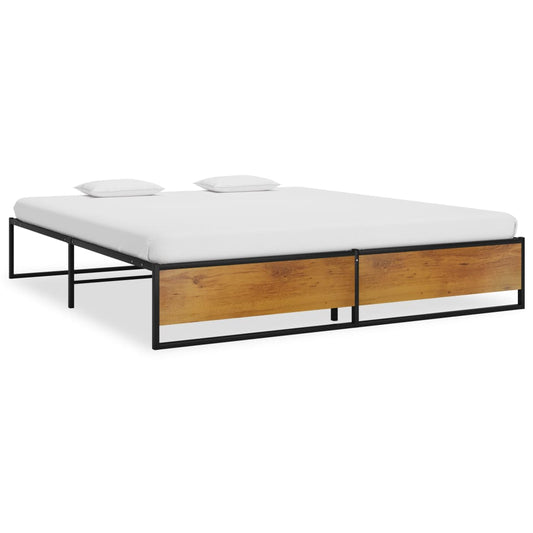Bed Frame without Mattress Black Metal 180x200 cm Super King