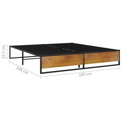 Bed Frame without Mattress Black Metal 180x200 cm Super King