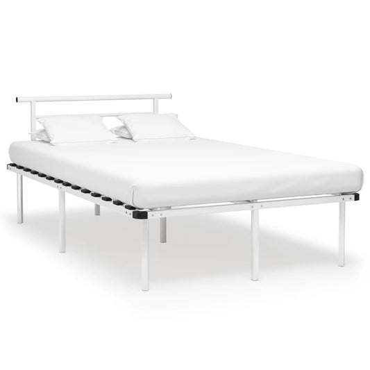 Bed Frame | White | Powder-coated metal, plywood | Double |  Durable