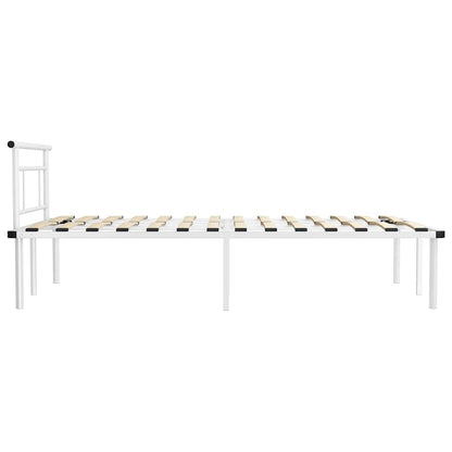 Bed Frame without Mattress White Metal 120x200cm