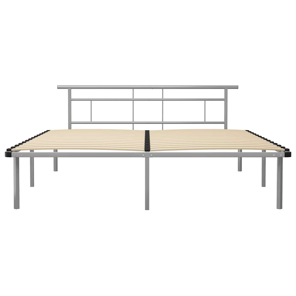 Bed Frame without Mattress Grey Metal 200x200cm