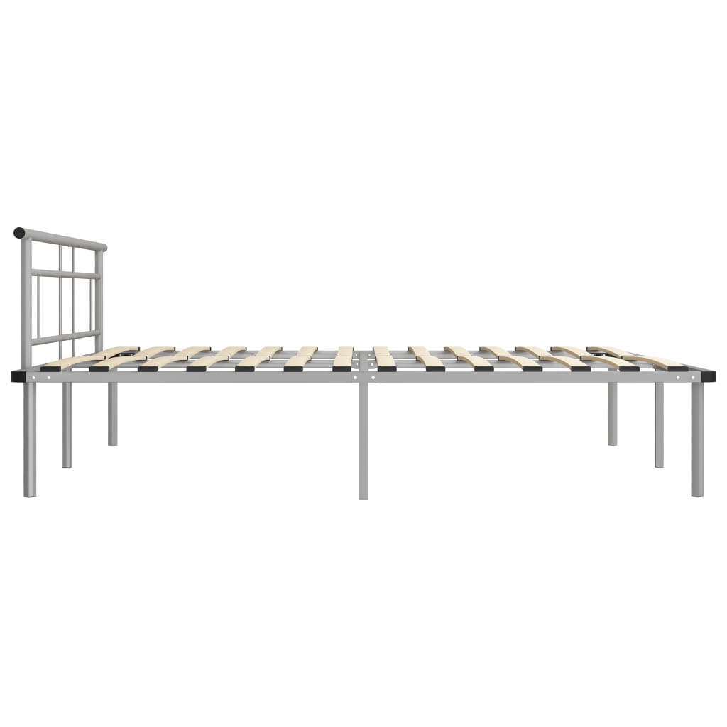 Bed Frame | Grey | Metal, Plywood | 200x200 cm | Modern | Bed Frame