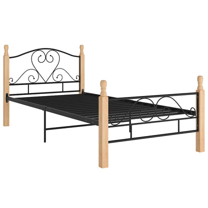 Bed Frame without Mattress Black Metal 90x200 cm