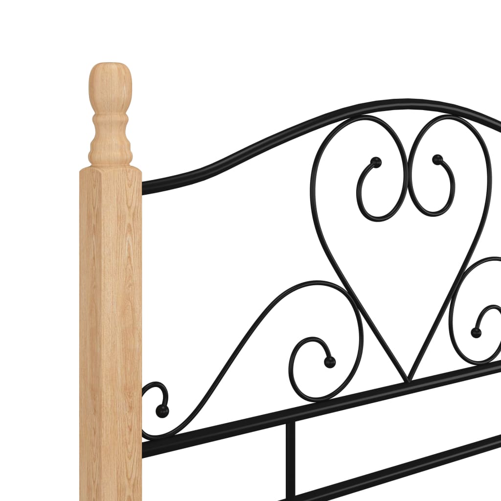Bed Frame | Black and natural | Powder-coated metal, solid oak wood