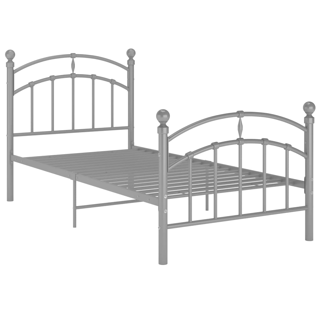 Bed Frame without Mattress Grey Metal 90x200 cm