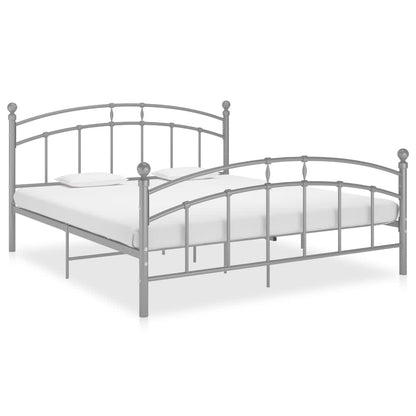 Bed Frame without Mattress Grey Metal 180x200 cm Super King
