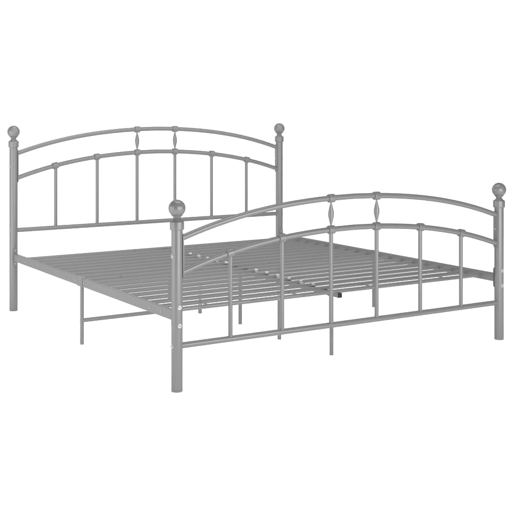 Bed Frame without Mattress Grey Metal 180x200 cm Super King