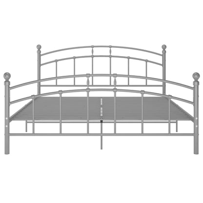 Bed Frame without Mattress Grey Metal 180x200 cm Super King