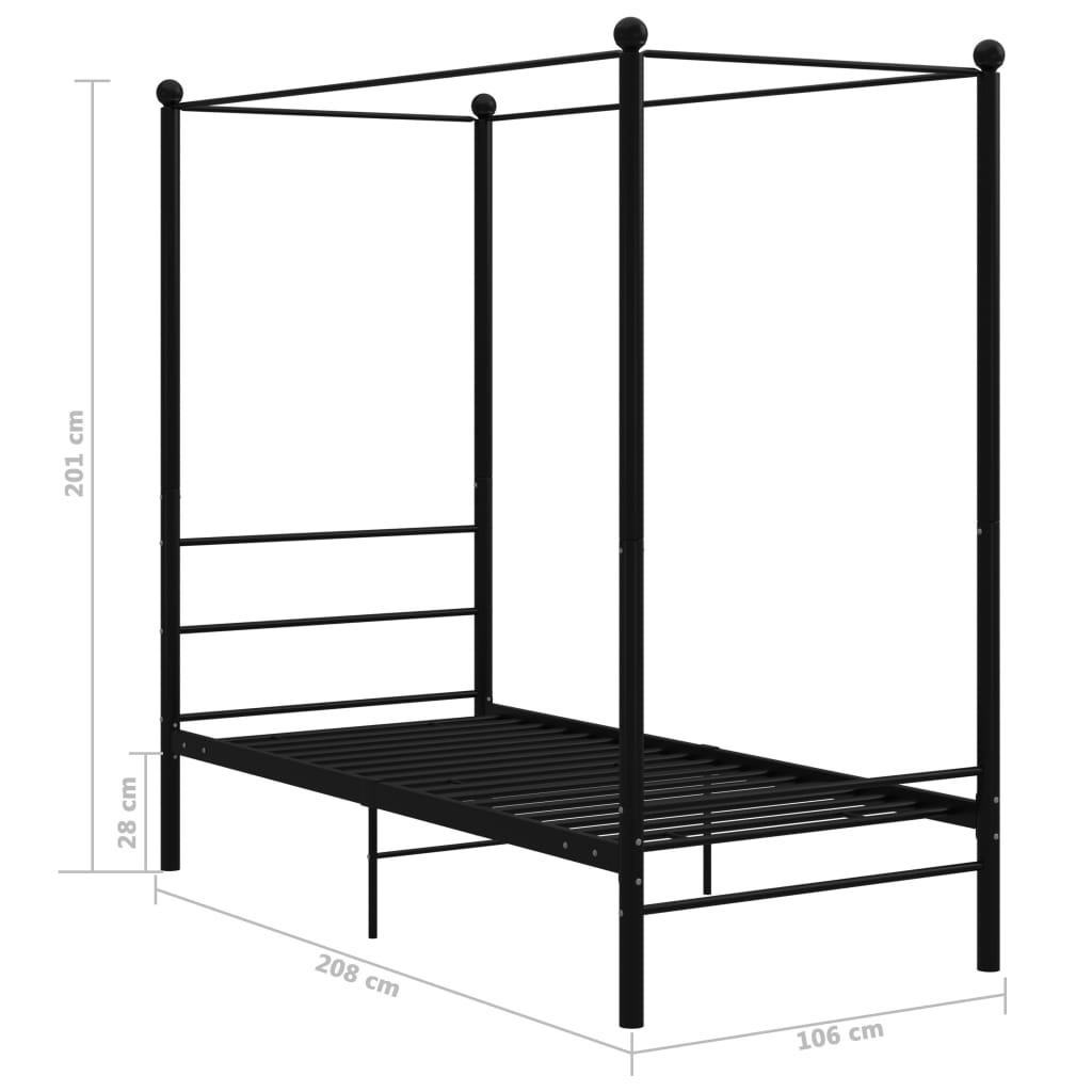 Bed Frame | Black | Powder-coated Metal | Single | Tough | Bed Frame