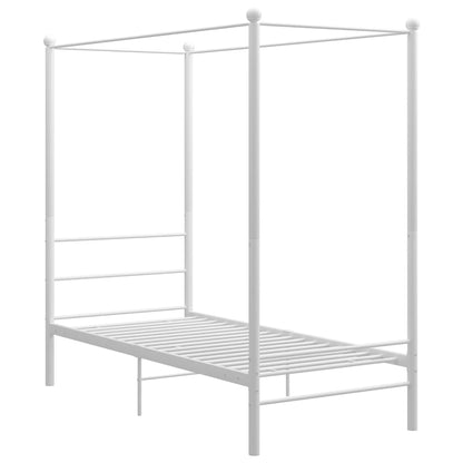 Canopy Bed Frame without Mattress White Metal 100x200 cm