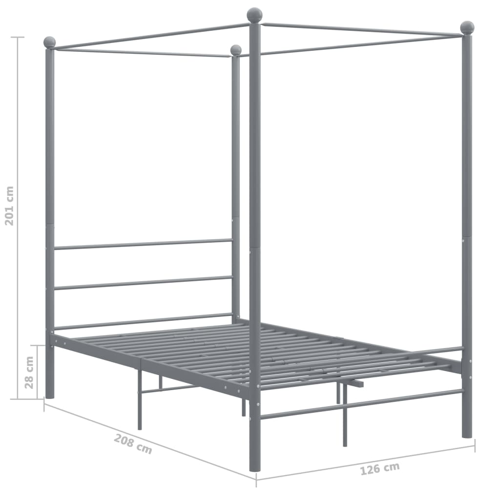 Bed Frame | Grey | Powder-coated metal | Double | Durable | Bed Frame