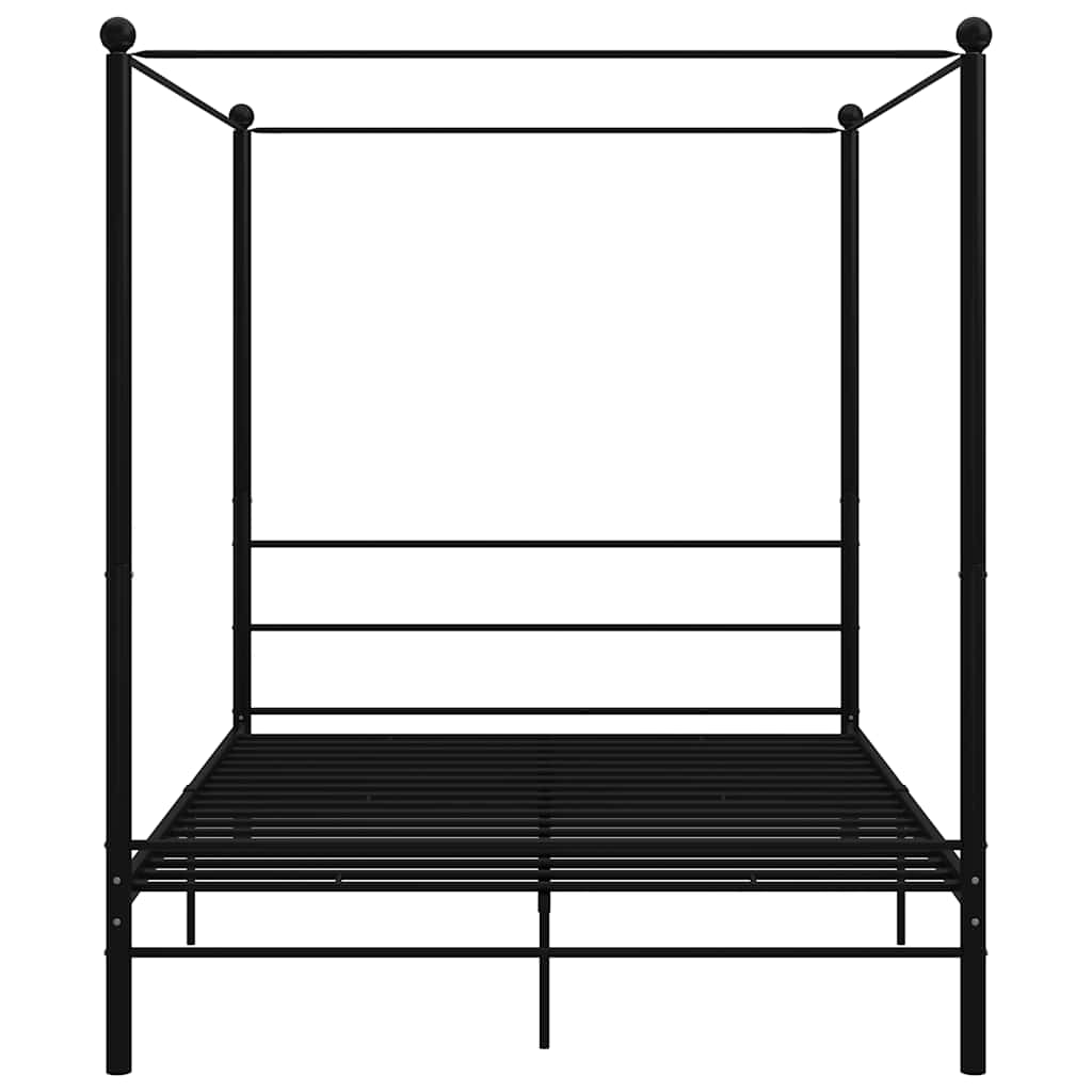 Bed Frame with Canopy without Mattress Black 160x200 cm Metal