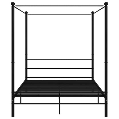 Bed Frame with Canopy without Mattress Black 160x200 cm Metal