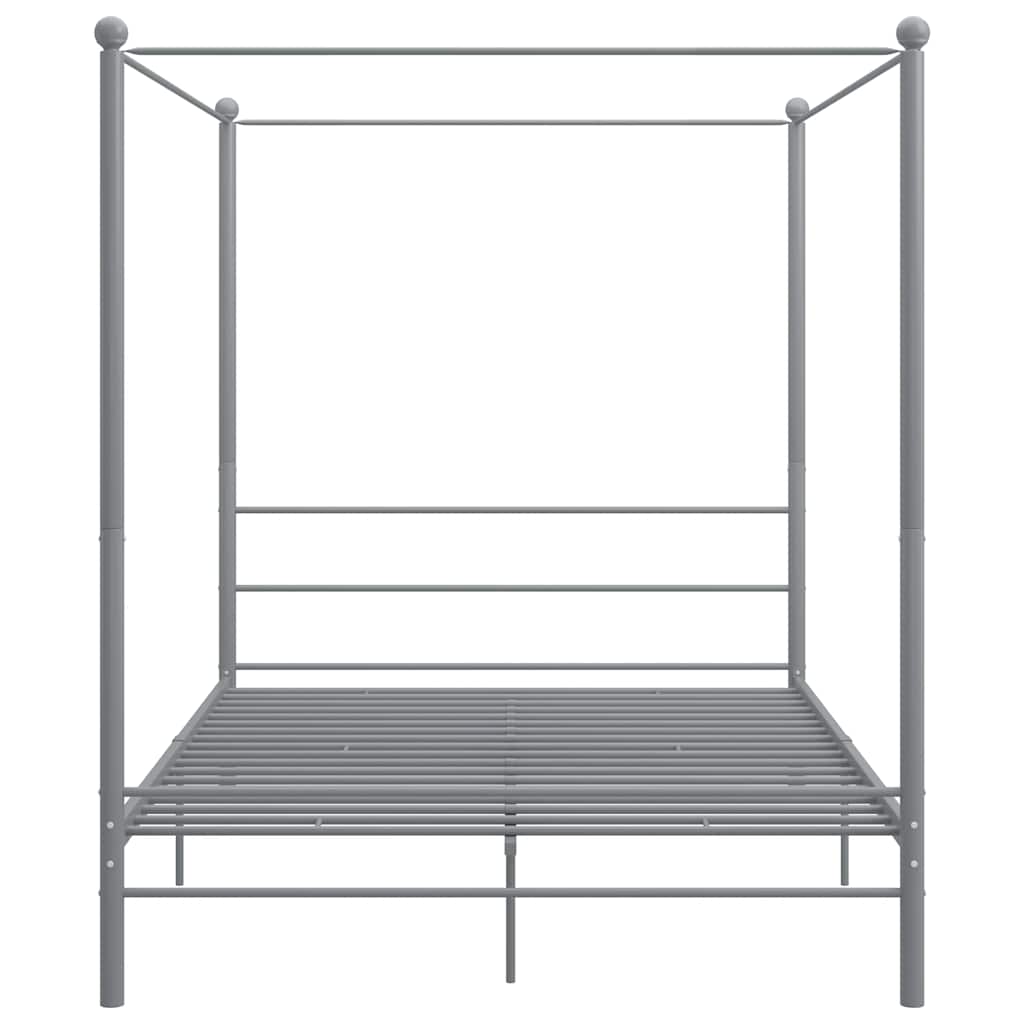 Canopy Bed Frame without Mattress Grey Metal 160x200 cm