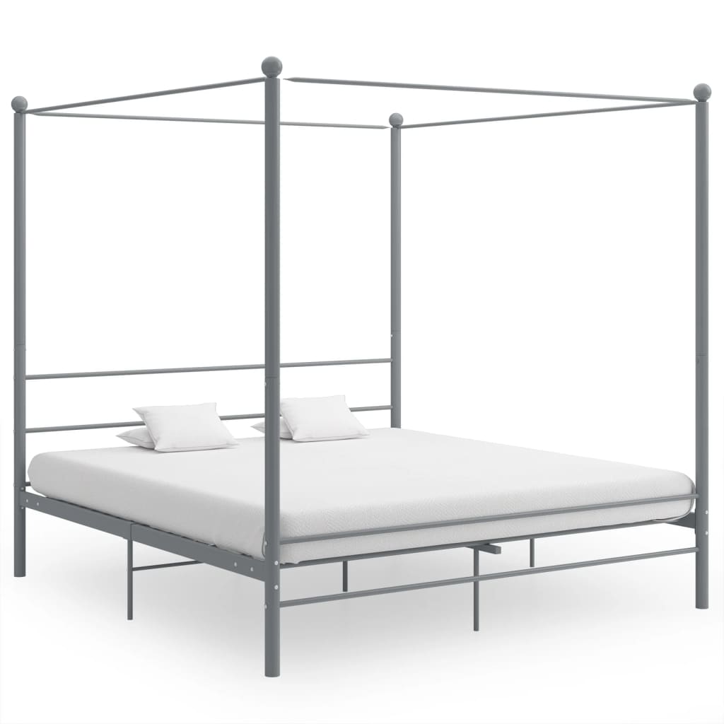 Bed Frame | Grey | Powder-coated metal | Super King | Durable | Bed Frame