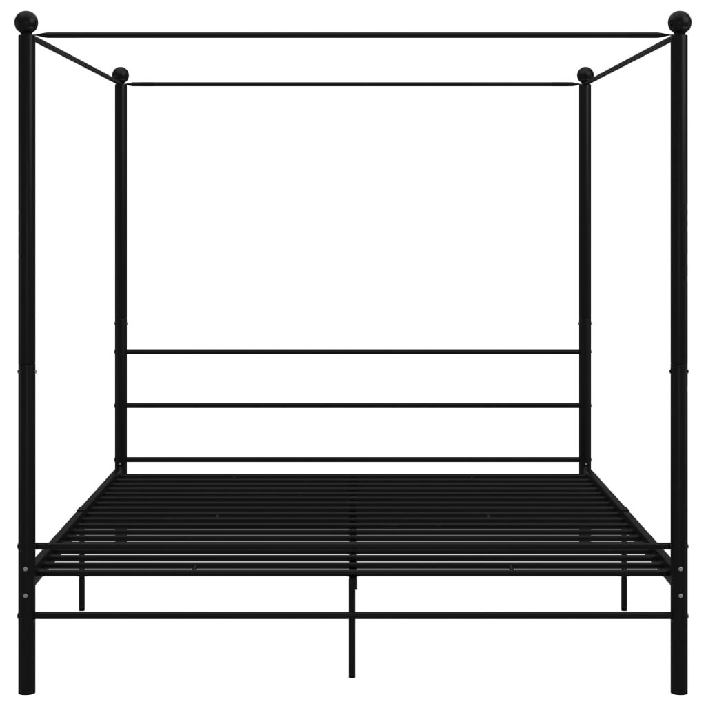 Bed Frame | Black | Powder-Coated Metal | Double Bed | Durable