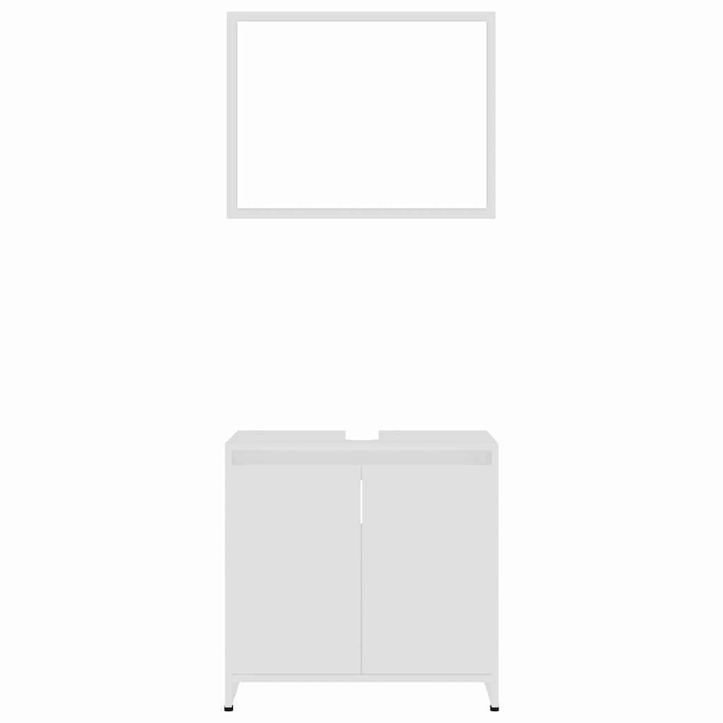 4 Piece Bathroom Furniture Set White Engineered Wood