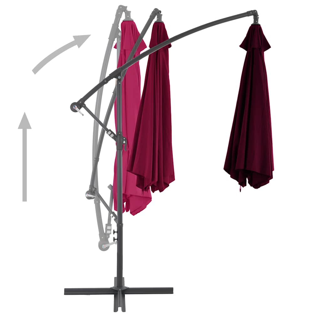 Cantilever Garden Parasol with Aluminium Pole Bordeaux Red 300 cm