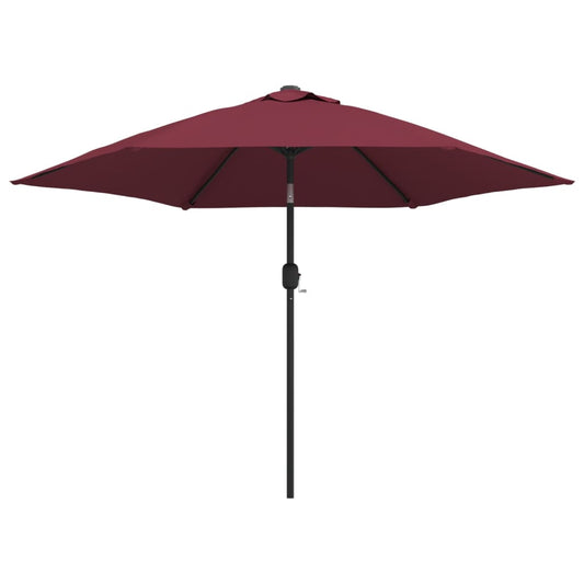 Garden Parasol with LED Lights and Steel Pole 300 cm Bordeaux Red