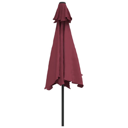 Garden Parasol with LED Lights and Steel Pole 300 cm Bordeaux Red