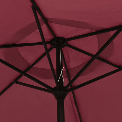 Garden Parasol with LED Lights and Steel Pole 300 cm Bordeaux Red