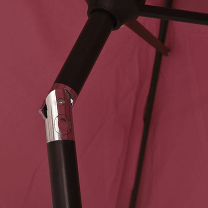 Garden Parasol with LED Lights and Steel Pole 300 cm Bordeaux Red