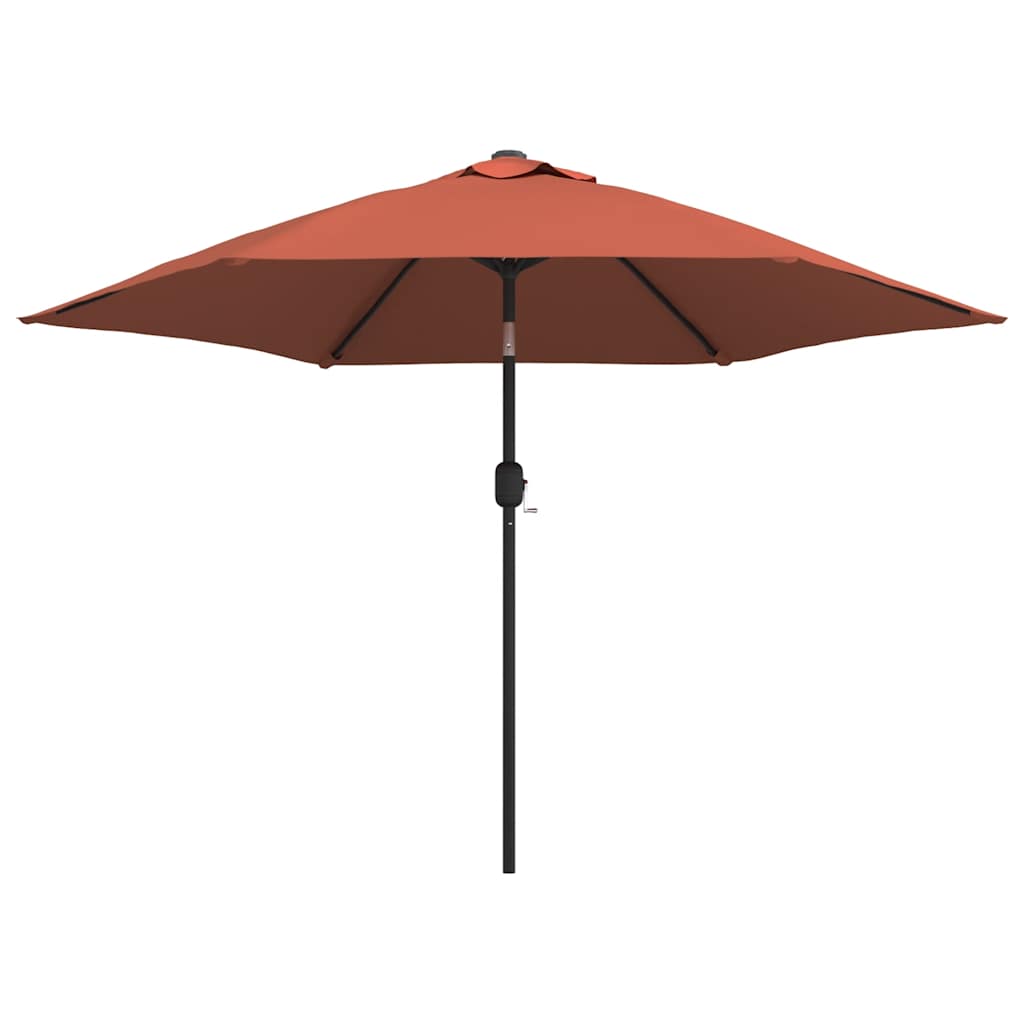 Garden Parasol with LED Lights and Steel Pole 300 cm Terracotta