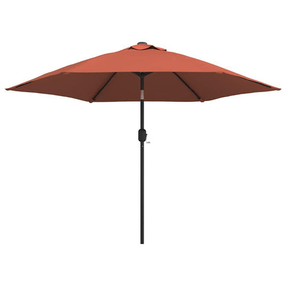 Garden Parasol with LED Lights and Steel Pole 300 cm Terracotta