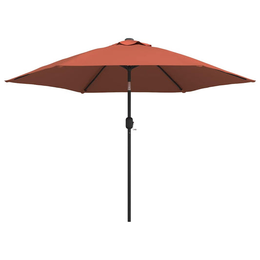 Garden Parasol with LED Lights and Steel Pole 300 cm Terracotta