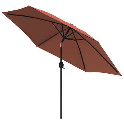 Garden Parasol with LED Lights and Steel Pole 300 cm Terracotta