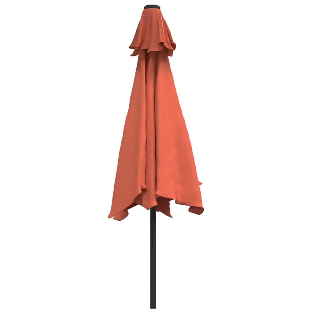 Garden Parasol with LED Lights and Steel Pole 300 cm Terracotta
