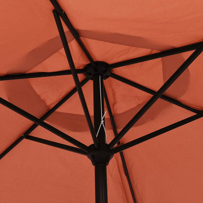 Garden Parasol with LED Lights and Steel Pole 300 cm Terracotta