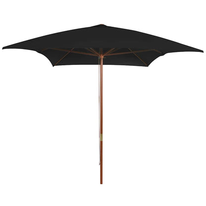 313760 vidaXL Garden Parasol with Wooden Pole Black 200x300 cm