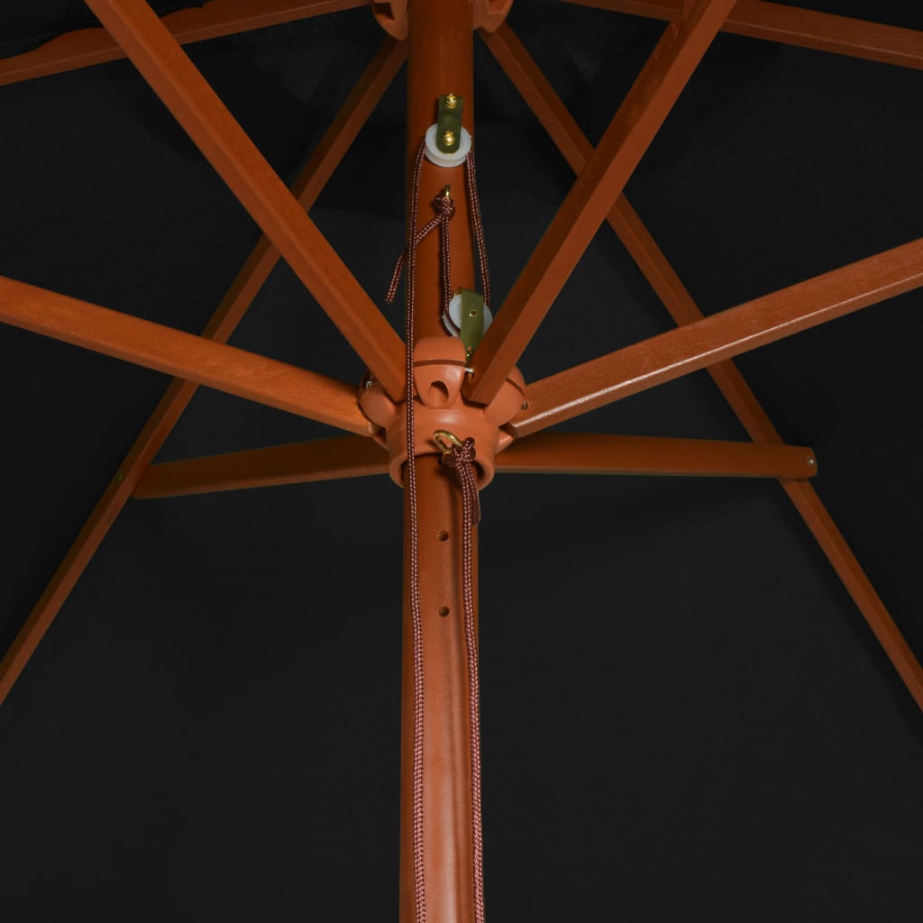 Garden Parasol | Black | Polyester cover, Bamboo pole, Hardwood ribs