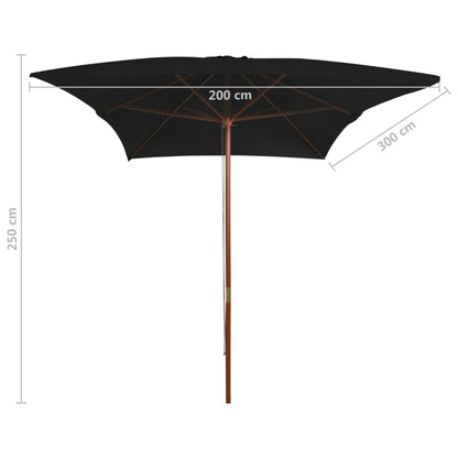 Garden Parasol | Black | Polyester cover, Bamboo pole, Hardwood ribs