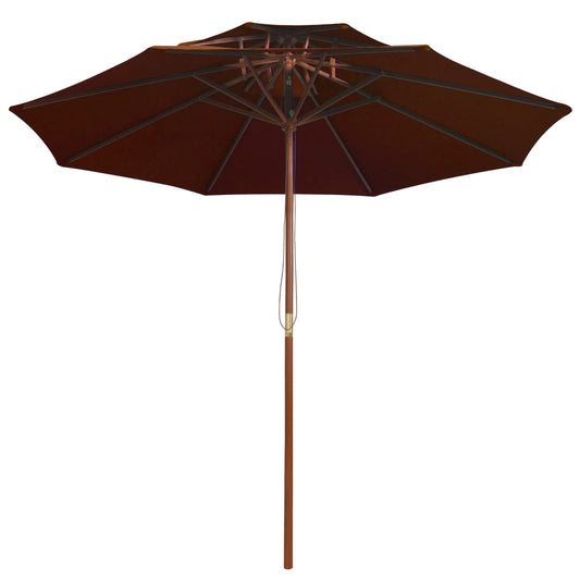 Double Decker Parasol with Wooden Pole Terracotta 270 cm