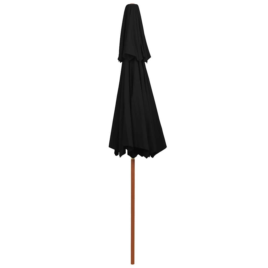 313766 vidaXL Double Decker Parasol with Wooden Pole Black 270 cm