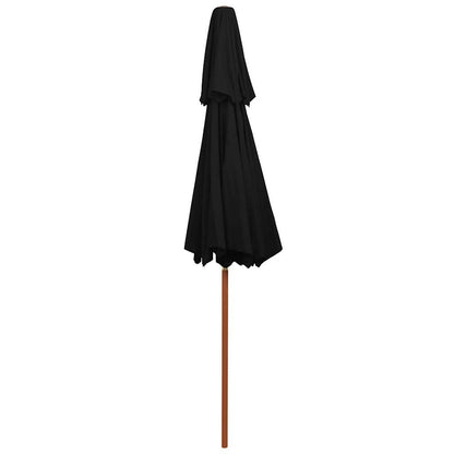 313766 vidaXL Double Decker Parasol with Wooden Pole Black 270 cm