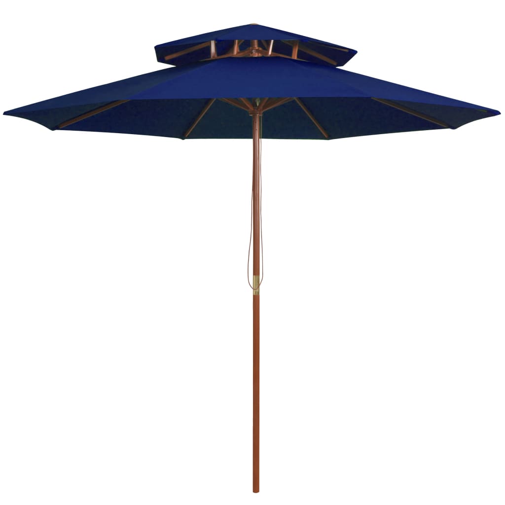 Garden Parasol | Blue | Polyester Fabric, Laminated Bamboo, Hardwood