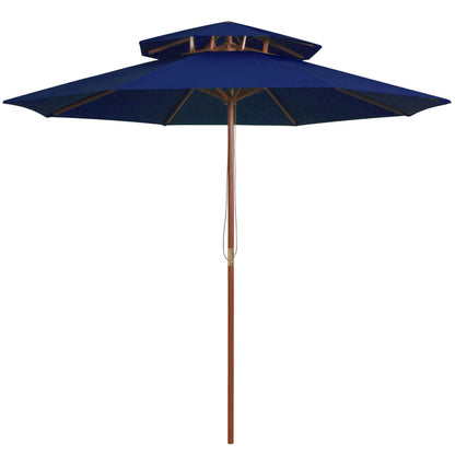 Garden Parasol | Blue | Polyester Fabric, Laminated Bamboo, Hardwood