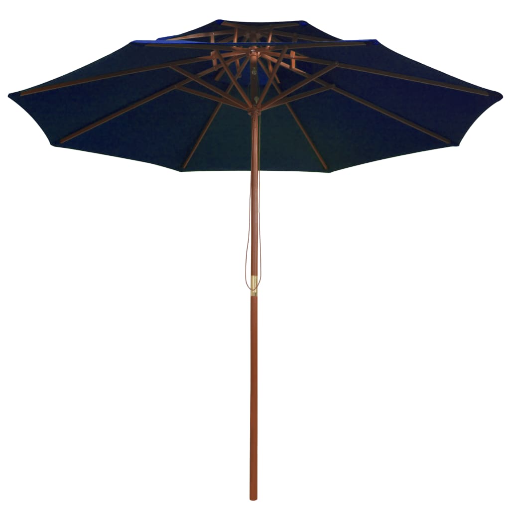Garden Parasol | Blue | Polyester Fabric, Laminated Bamboo, Hardwood