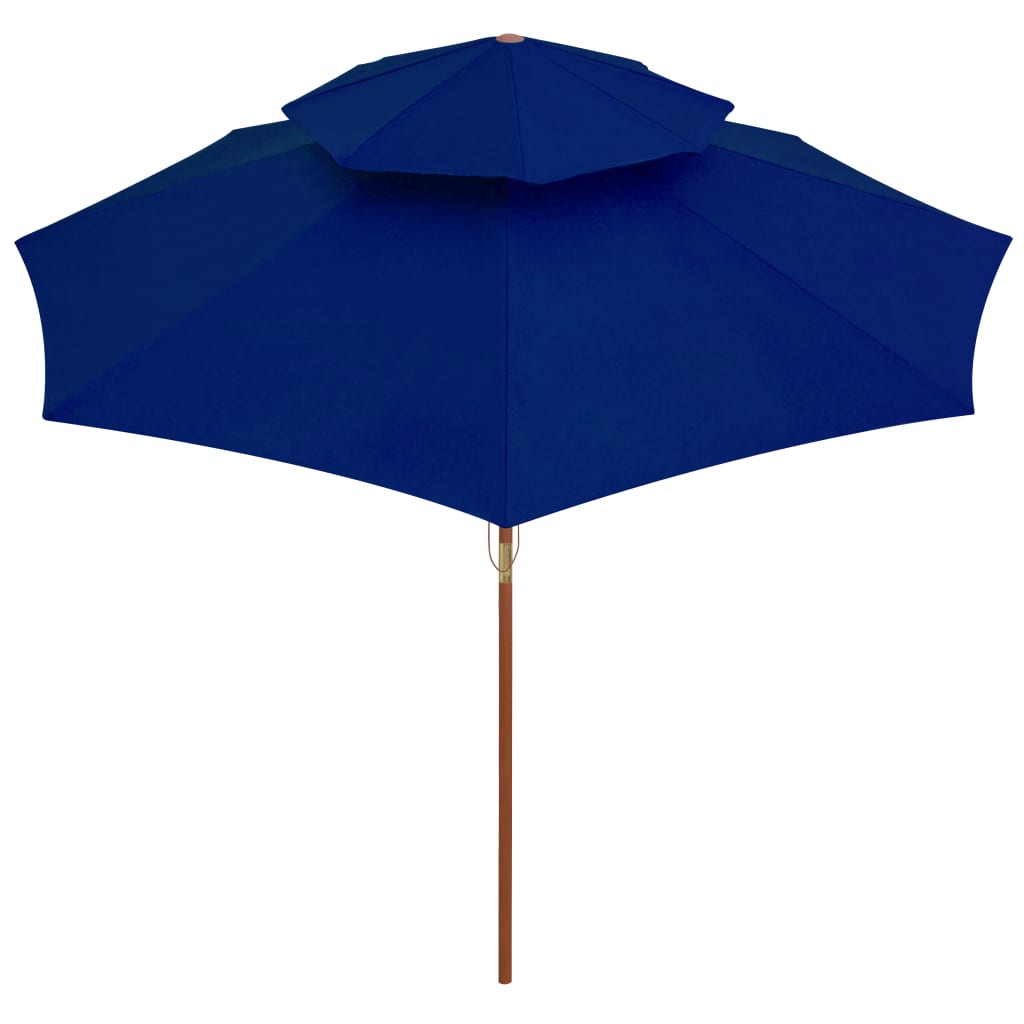 Garden Parasol | Blue | Polyester Fabric, Laminated Bamboo, Hardwood