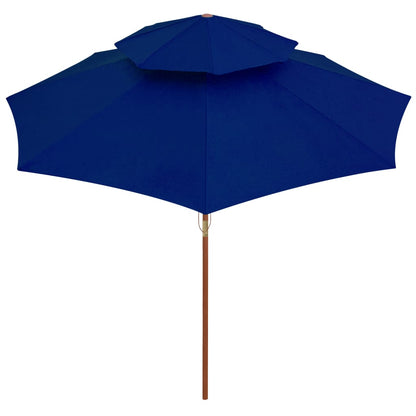 Garden Parasol | Blue | Polyester Fabric, Laminated Bamboo, Hardwood