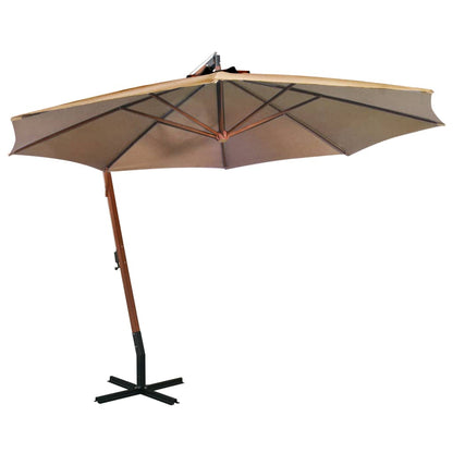 Hanging Garden Parasol with Pole Taupe 3.5x2.9 m Solid Fir Wood