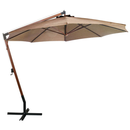 Hanging Garden Parasol with Pole Taupe 3.5x2.9 m Solid Fir Wood