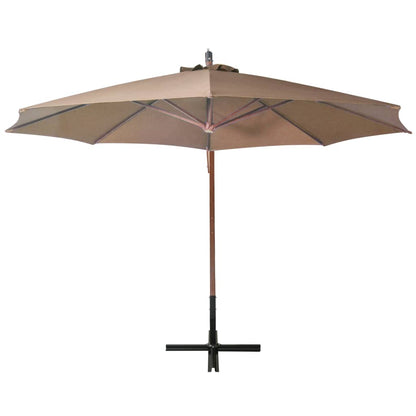 Hanging Garden Parasol with Pole Taupe 3.5x2.9 m Solid Fir Wood