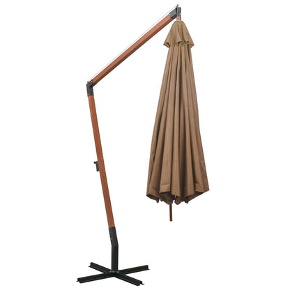 Hanging Garden Parasol with Pole Taupe 3.5x2.9 m Solid Fir Wood