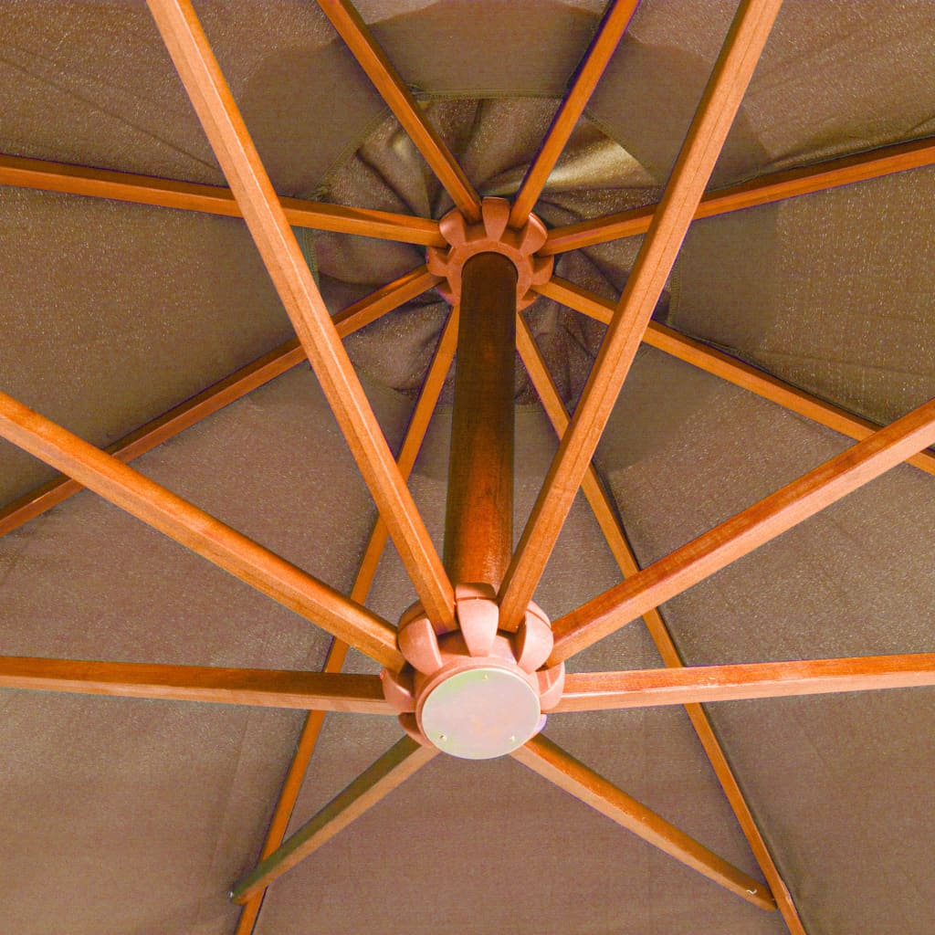 Hanging Garden Parasol with Pole Taupe 3.5x2.9 m Solid Fir Wood